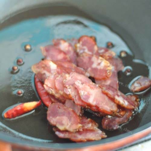 荷兰豆炒腊肠做法图解3)