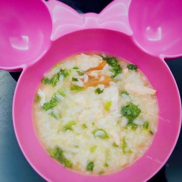 营养菜心三文鱼粥
