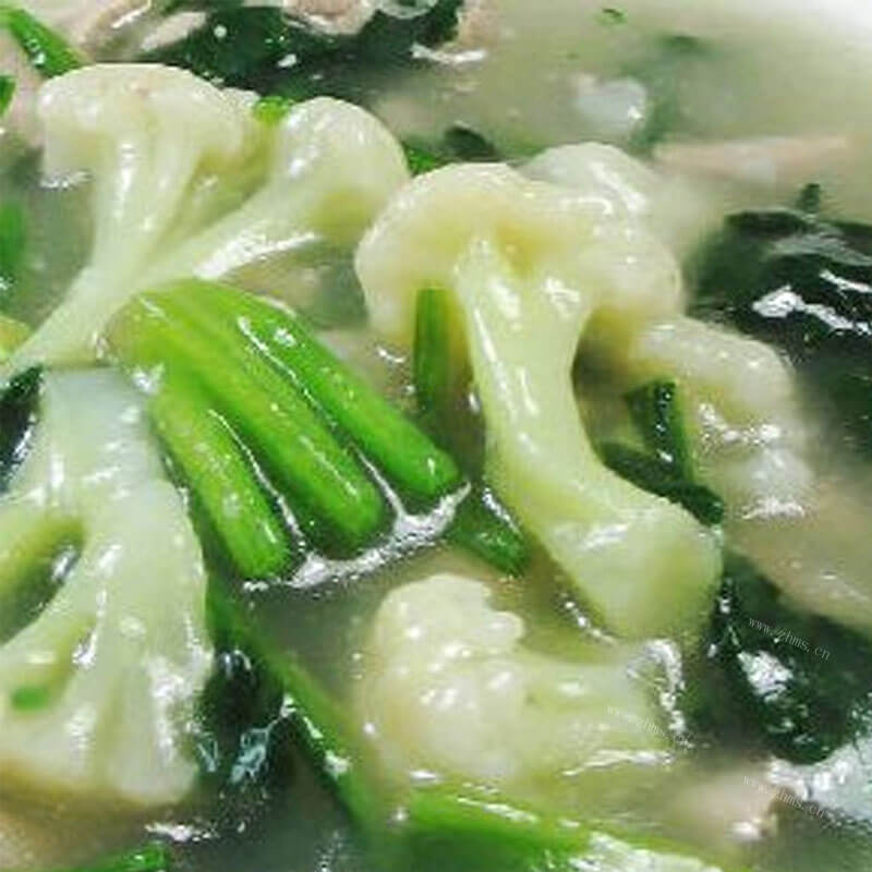 家常里脊肉菠菜花菜羹