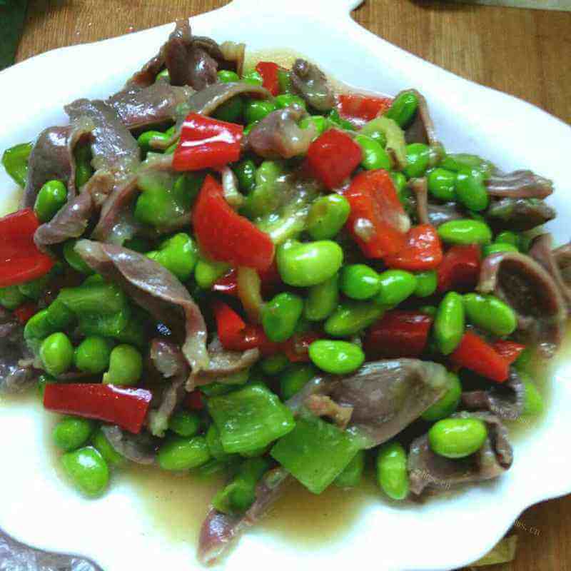 鲜爽的毛豆炒鸭胗