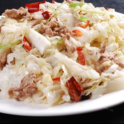 家常肉丝圆白菜炒饭