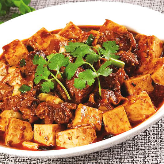 自制牛肉粒绢豆腐 