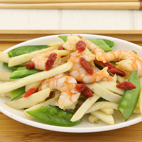 香喷喷的青豆炒虾仁