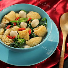 菠菜口蘑烩豆腐泡