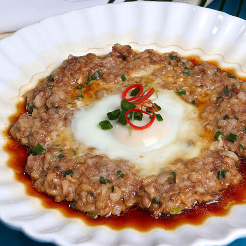 嫩滑的鸡蛋豆腐蒸肉末