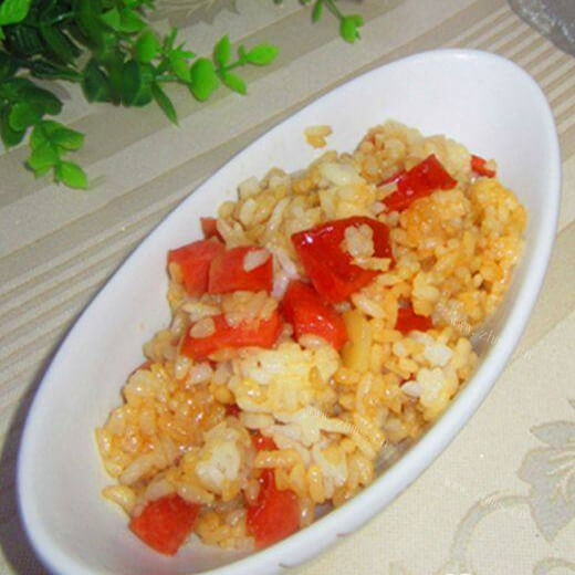 家常菜香干烤肠炒饭