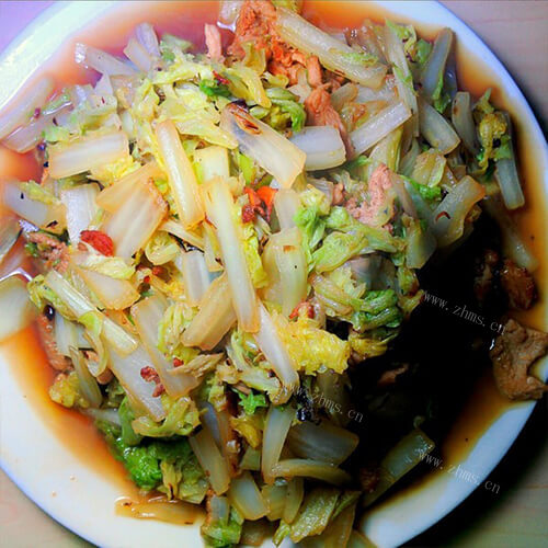 健康白菜炒肉浇面