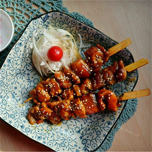 美味的照烧京葱鸡肉串