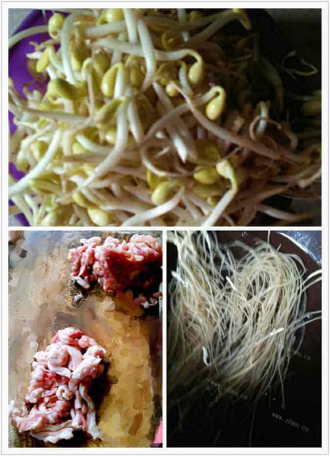 家常猪肉豆芽粉丝做法图解1)