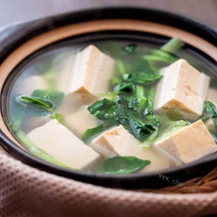 美味的菜苔豆腐汤