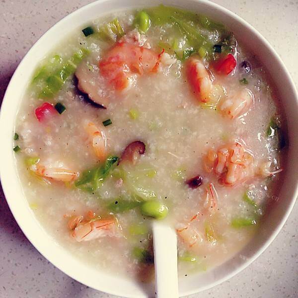 美味的菠菜虾茸粥