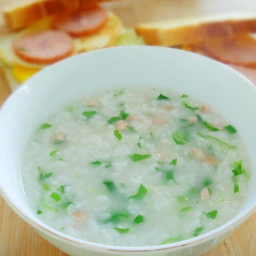 美味青菜鸭肝粥