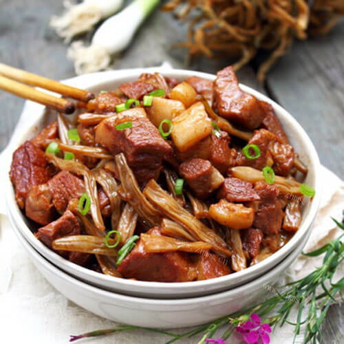 好吃的干豆角烧肉