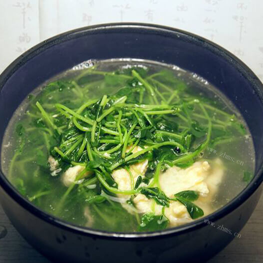 家常豌豆苗肉片汤