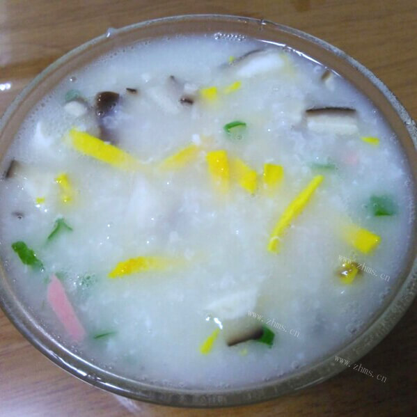 好吃的香菇鸡蛋香肠粥