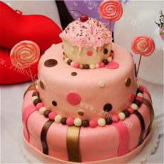 粉嫩甜蜜粉色少女蛋糕