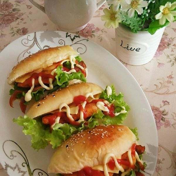 美味的芝士汉堡
