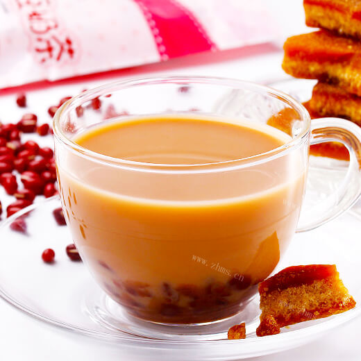暖心的红豆布丁奶茶