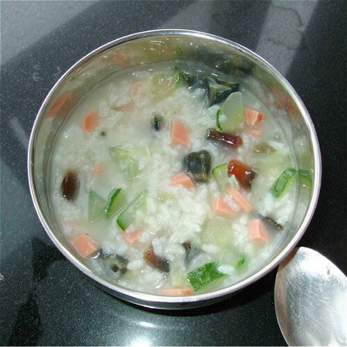 美味蛋花火腿粥