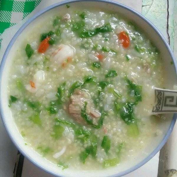 菠菜虾茸粥