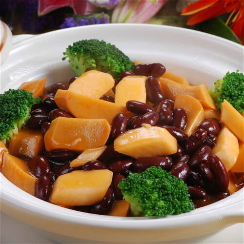 好吃的杏鲍菇炒红腰豆