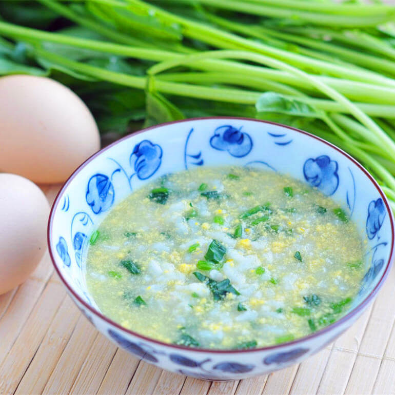 好吃的菠菜蛋黄瘦肉粥