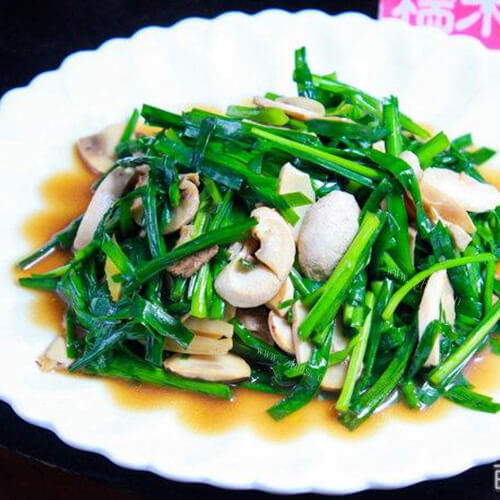 美味鸡蛋炒韭菜蘑菇