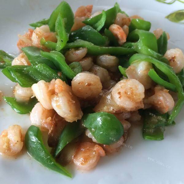 美味青椒炒白虾仁