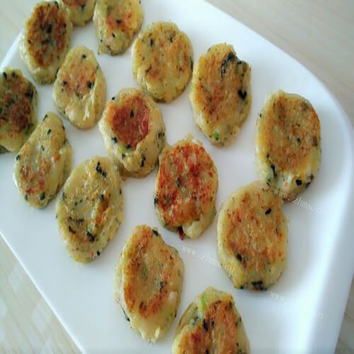 美味的土豆鲜虾海苔饼