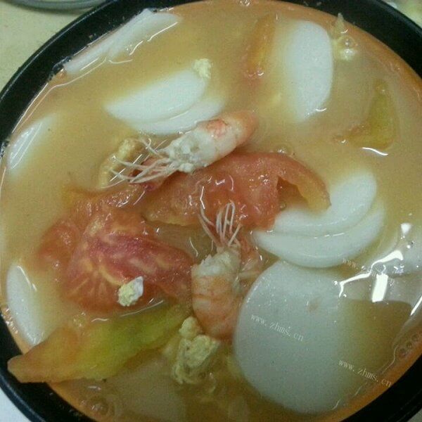自制青菜肉丝年糕汤 