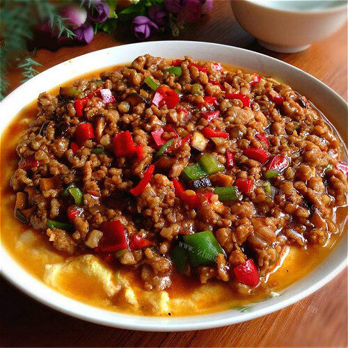 传统山水蒸肉末豆腐