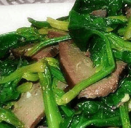 美味的蚝油猪肝菠菜