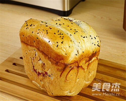 助消化全麦黑芝麻紫薯面包做法图解16)