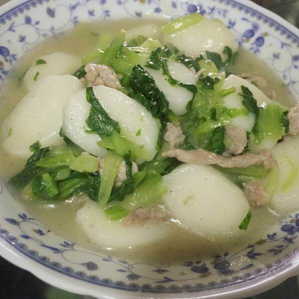 鲜肉青菜汤年糕~美味健康