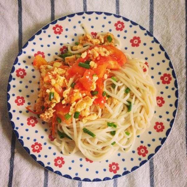 美味的西红柿鸡蛋豆角拌面q