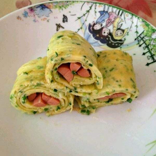 好吃的葱火腿卷