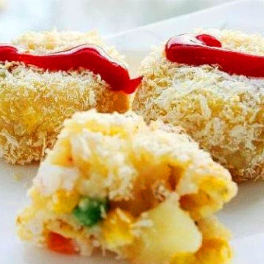 可口的 土豆虾泥饼