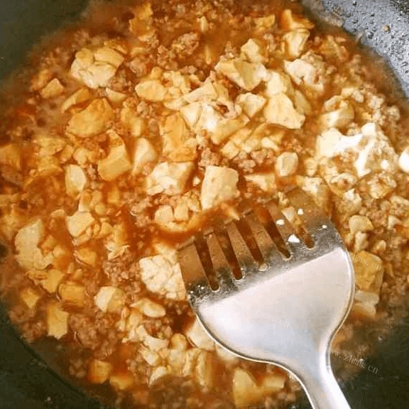 家常菜肉沫豆腐做法图解7)