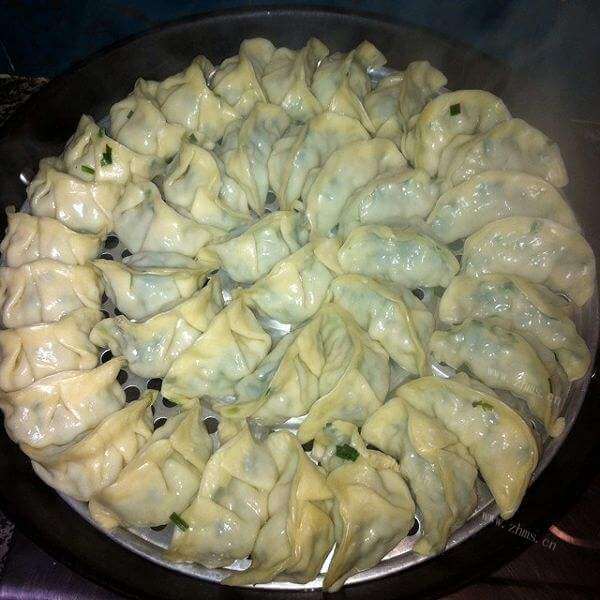 美味的韭菜瘦肉煎云吞