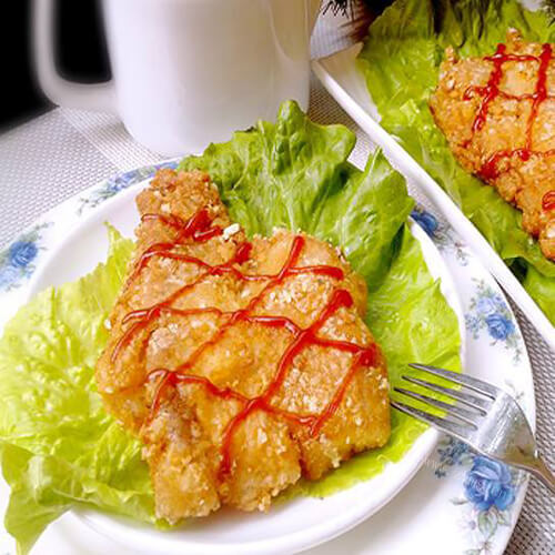 美味的香炸玉米片龙利鱼排