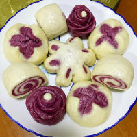 南瓜紫薯花式馒头