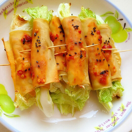 小吃黄金豆腐卷