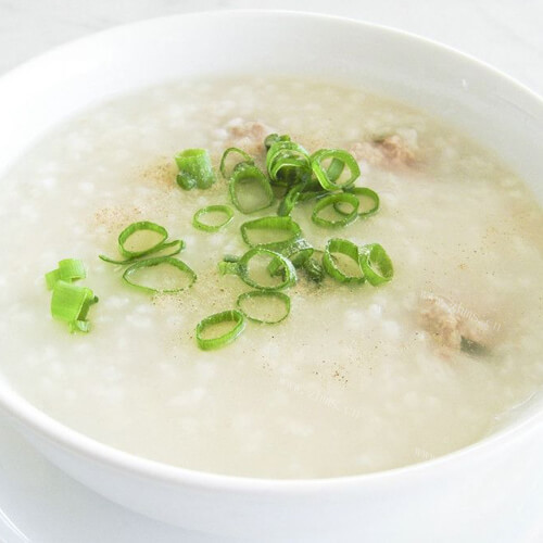 自制干贝鸡肉粥 