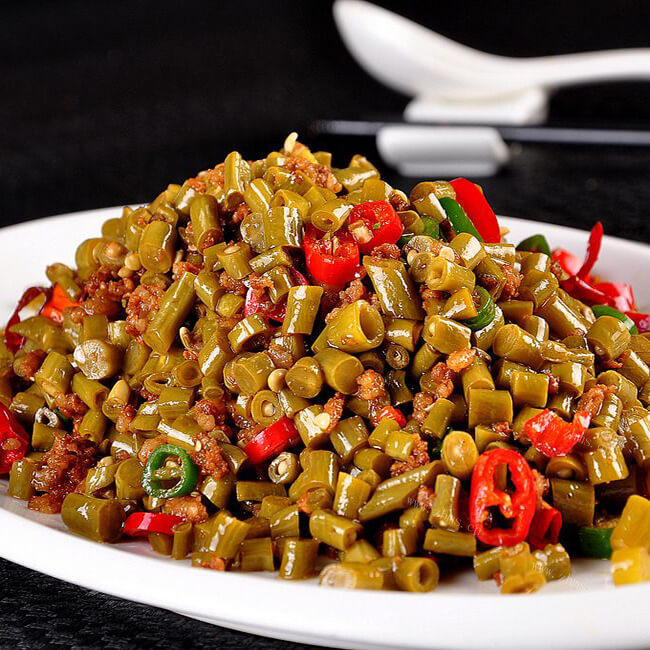 美味的肉片酸豇豆