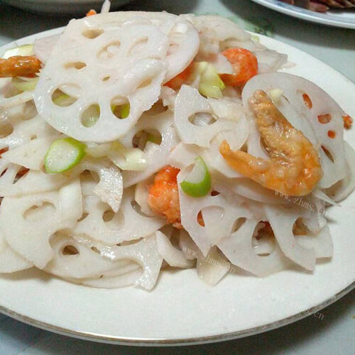 美味的葱油虾皮藕片