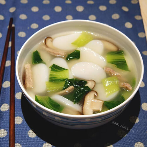 自制青菜肉丝年糕汤