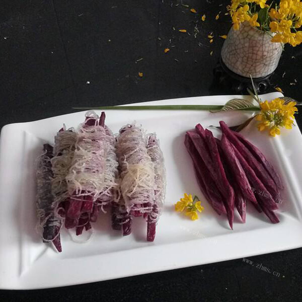 美味的豆粉紫薯两吃