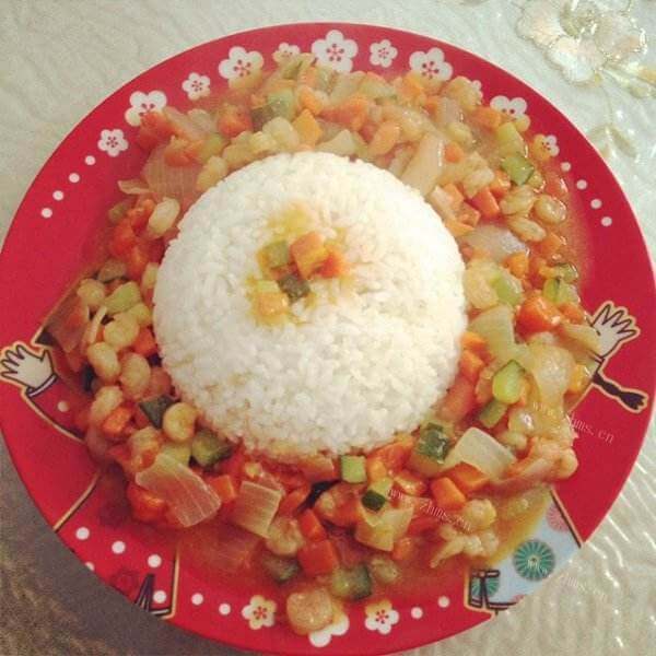 美味的咖喱虾仁饭 