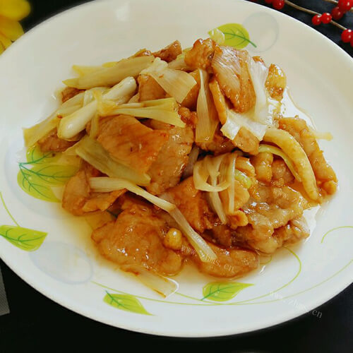 美味的葱爆瘦肉