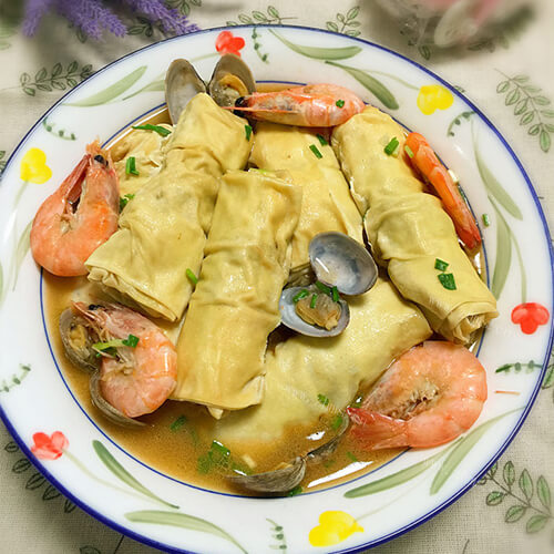 美味海鲜百叶包